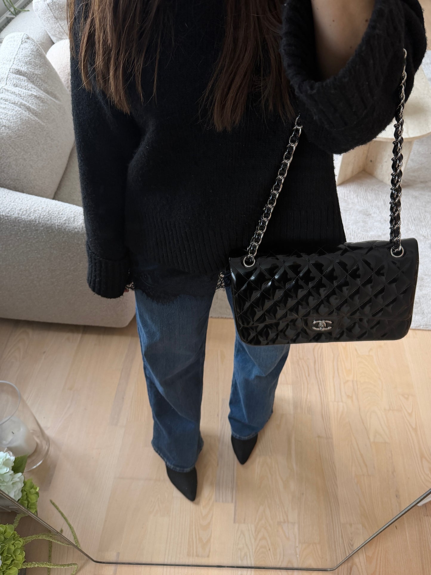 Chanel classic flap patent