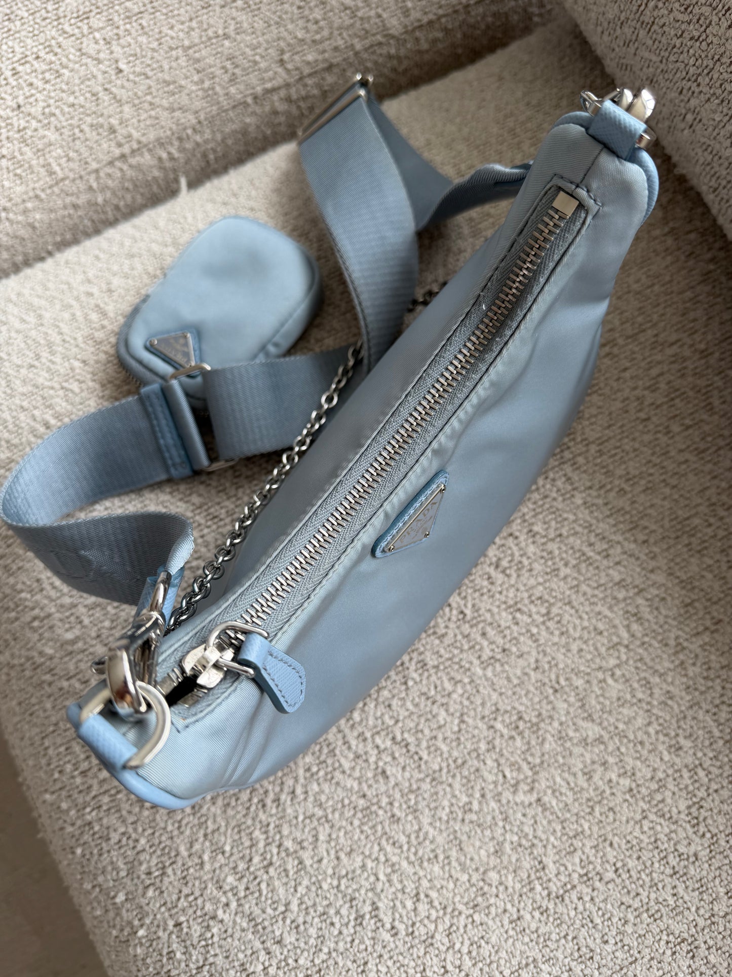 Prada Blue Nylon Re-Edition crossbody shoulder Bag