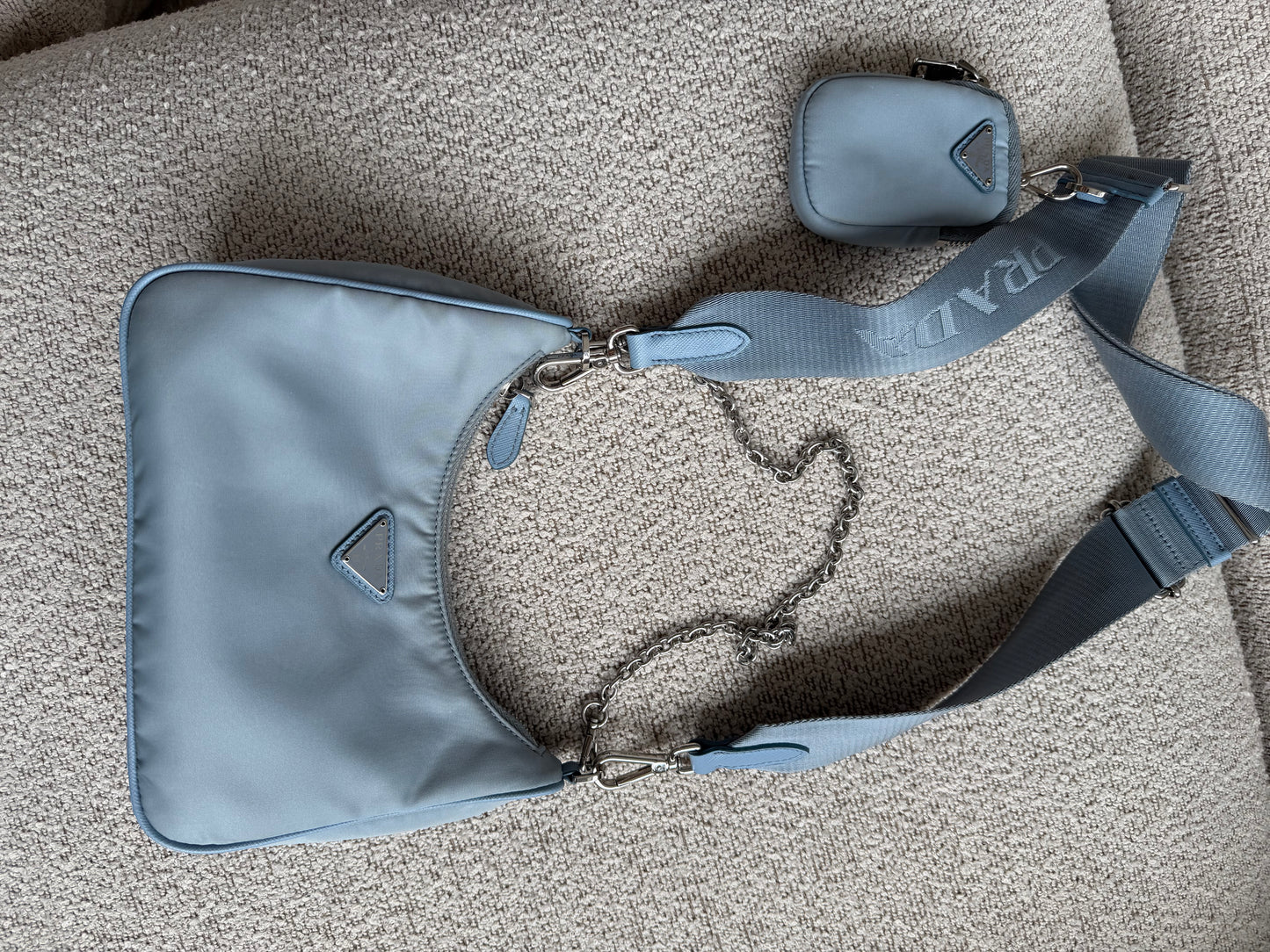 Prada Blue Nylon Re-Edition crossbody shoulder Bag