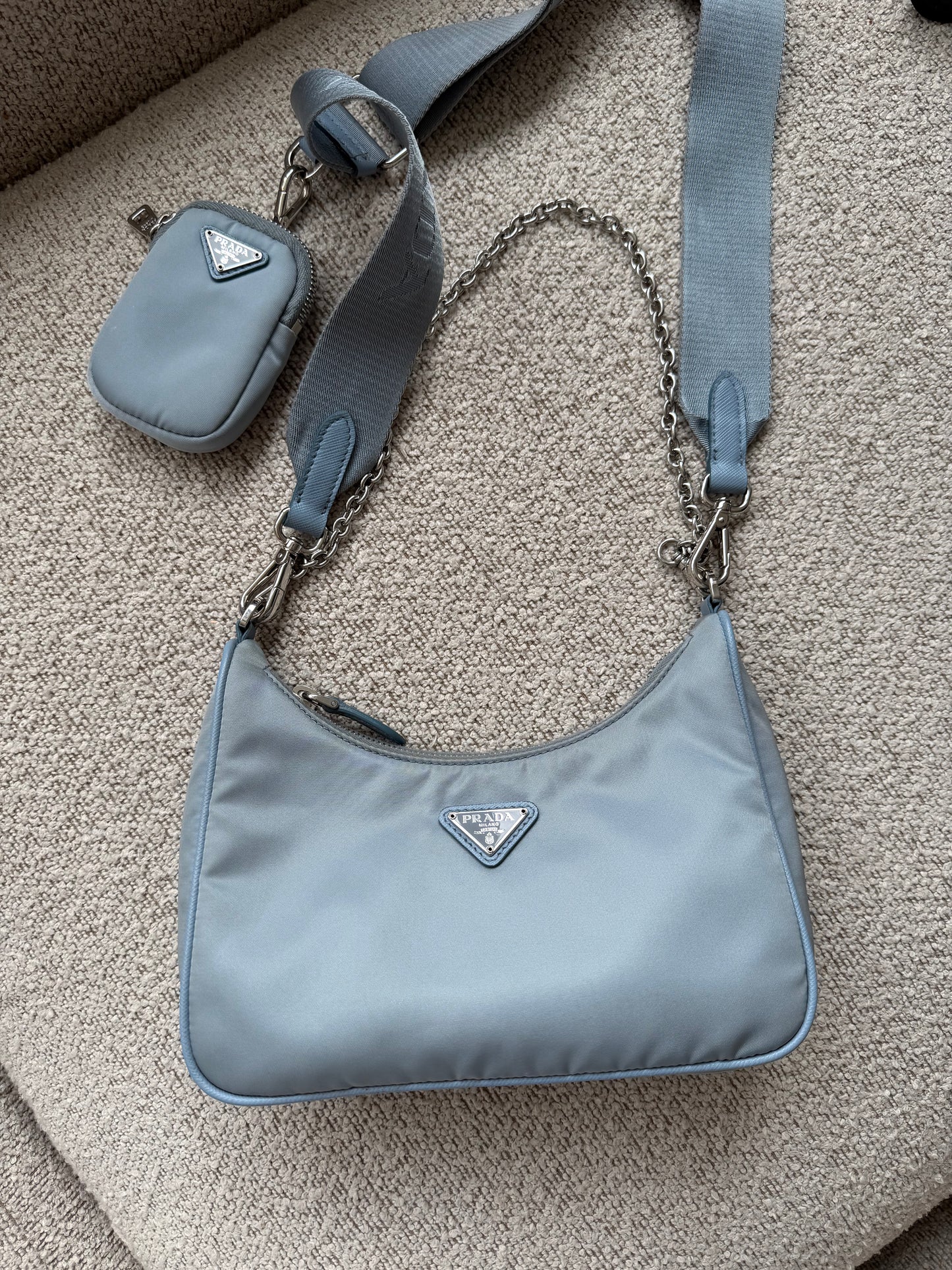 Prada Blue Nylon Re-Edition crossbody shoulder Bag