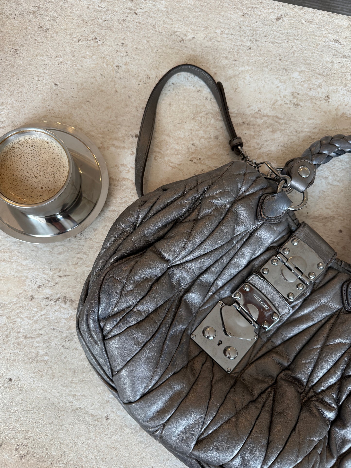 Miu miu grey Matelasse bag