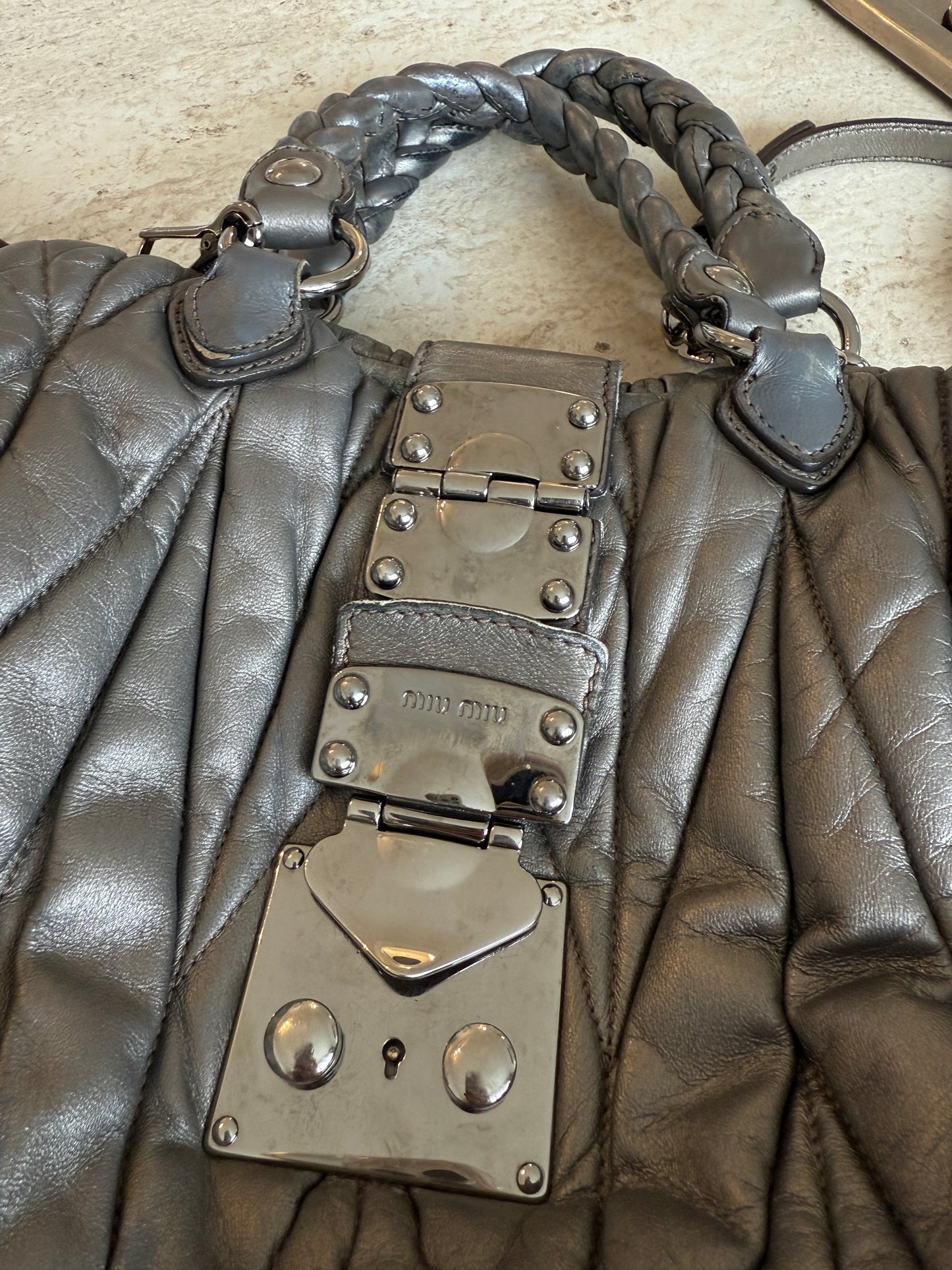 Miu miu grey Matelasse bag