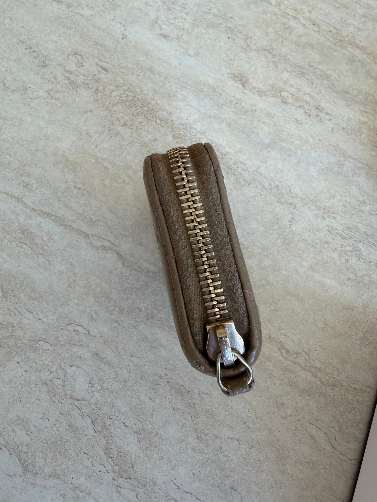 Chanel Taupe zip coin wallet