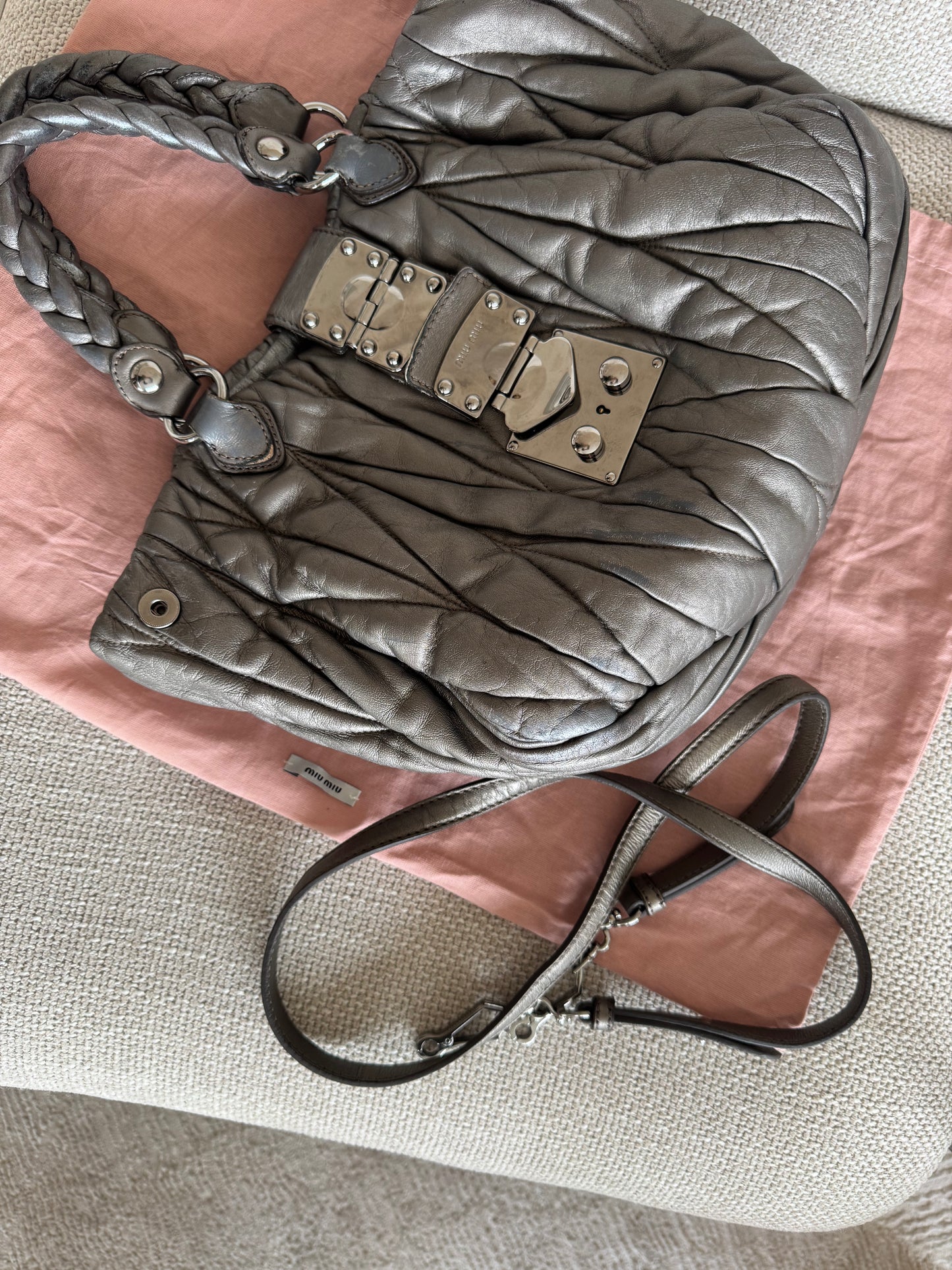 Miu miu grey Matelasse bag