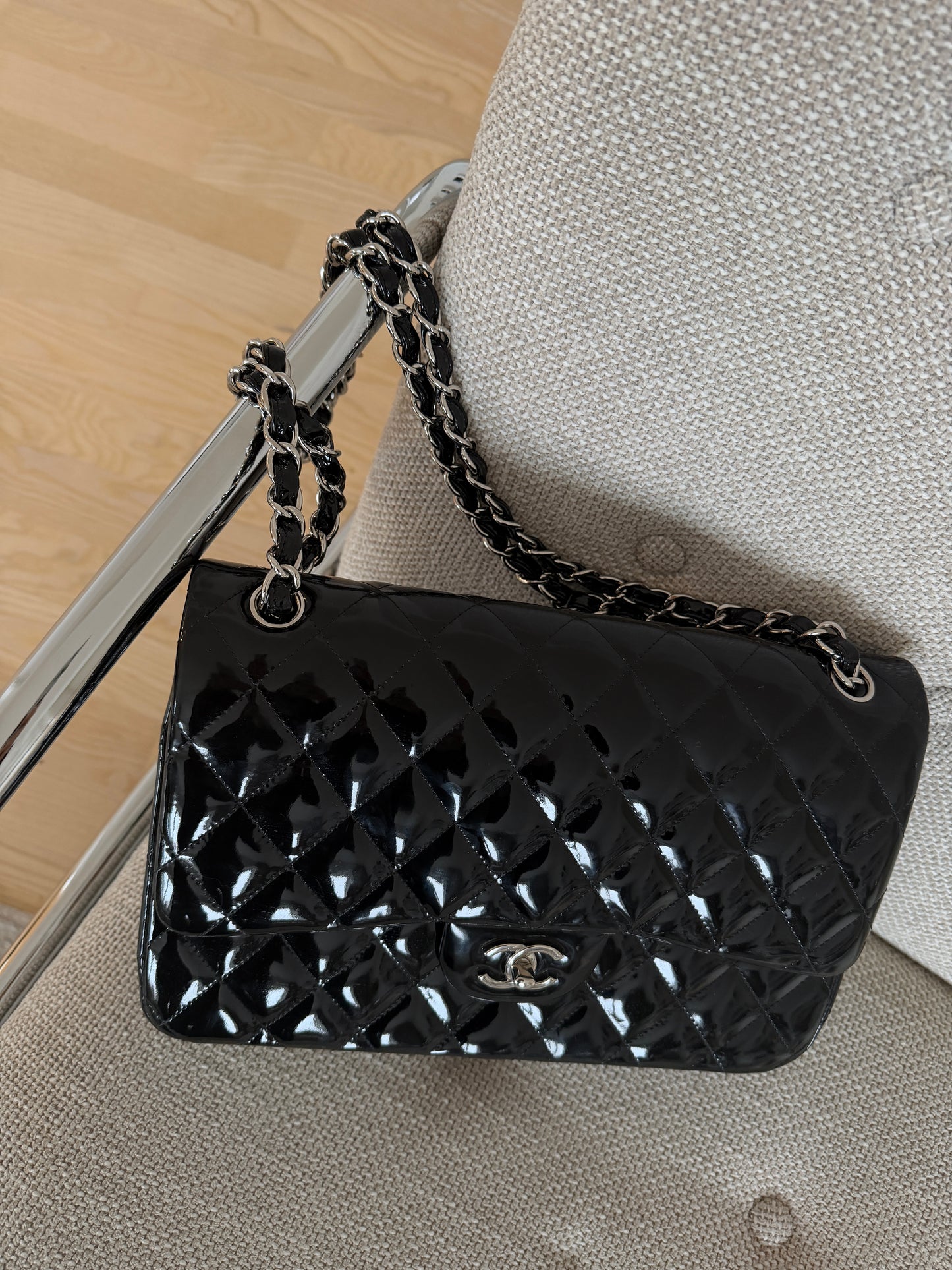 Chanel classic flap patent