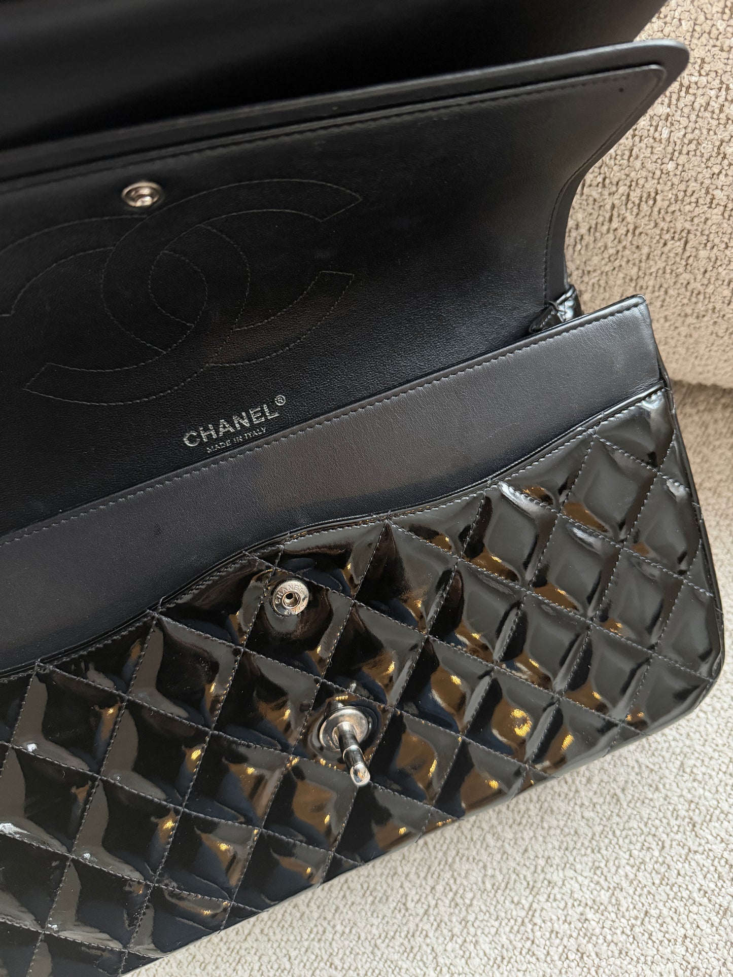 Chanel classic flap patent