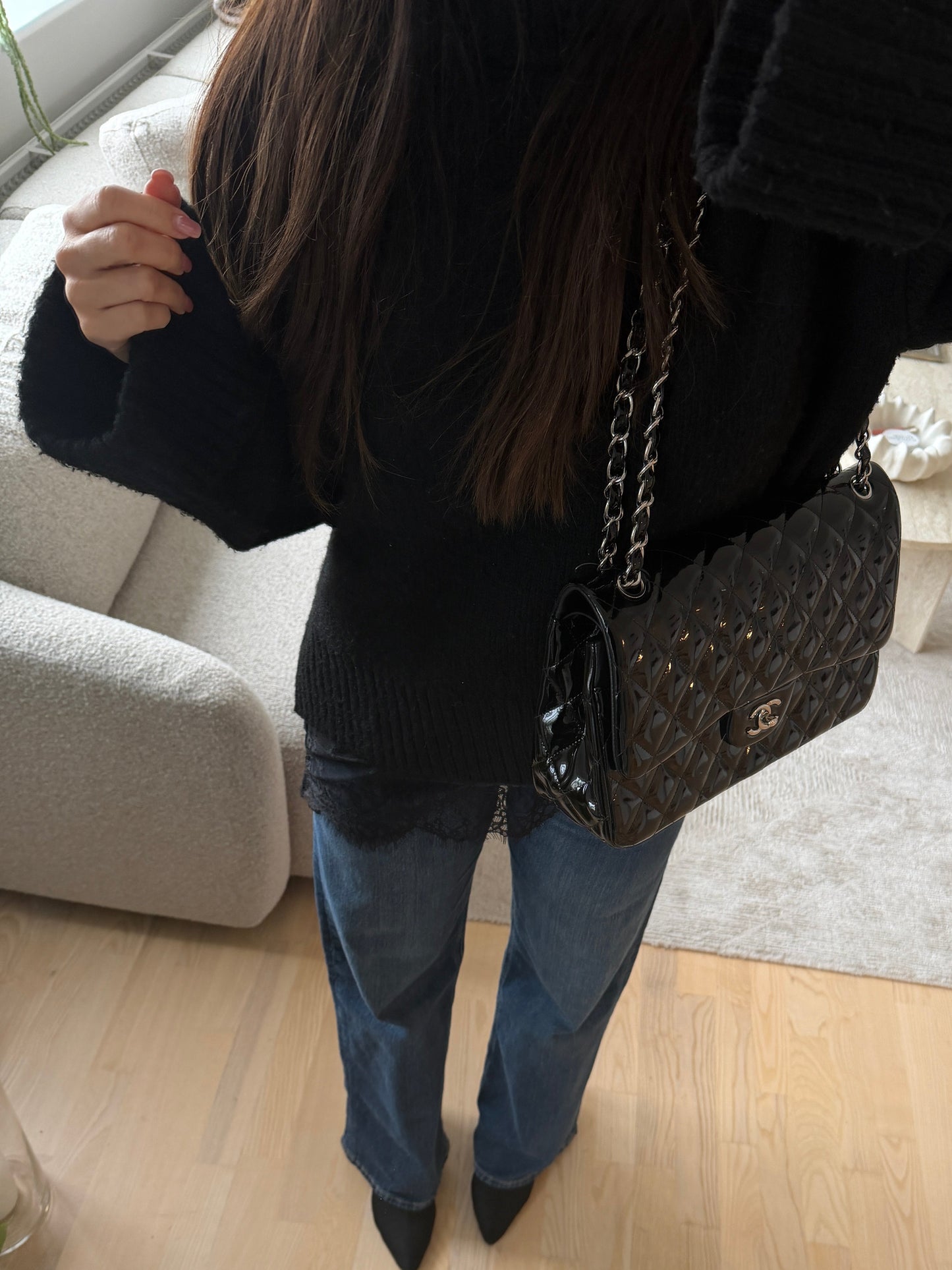 Chanel classic flap patent