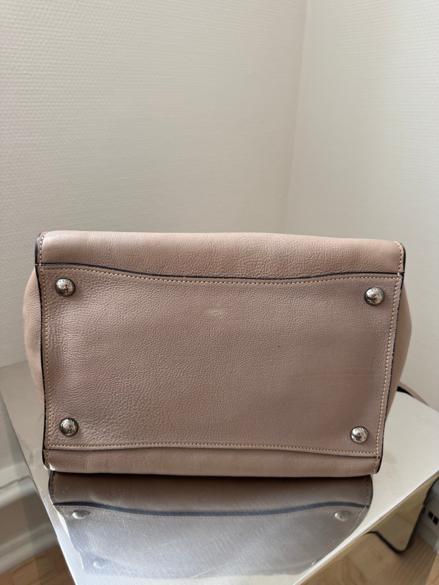 Prada Greige Twin Pocket Leather Bag