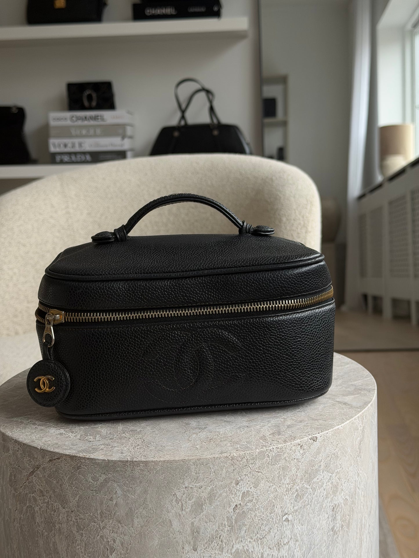 Chanel Caviar Vanity Case Cosmetic Black