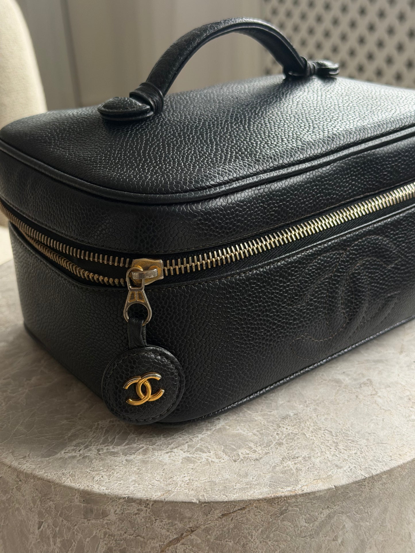 Chanel Caviar Vanity Case Cosmetic Black