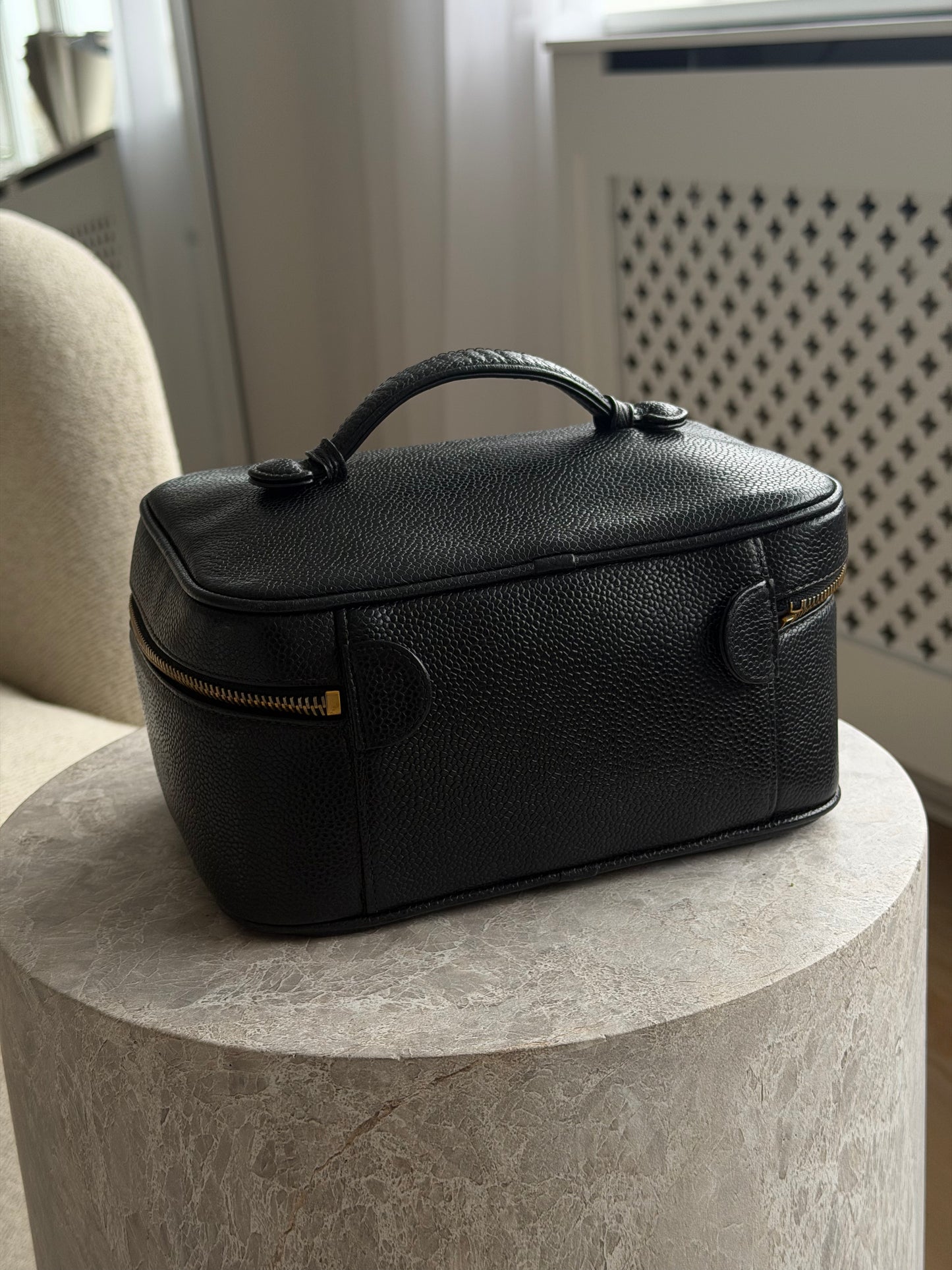 Chanel Caviar Vanity Case Cosmetic Black
