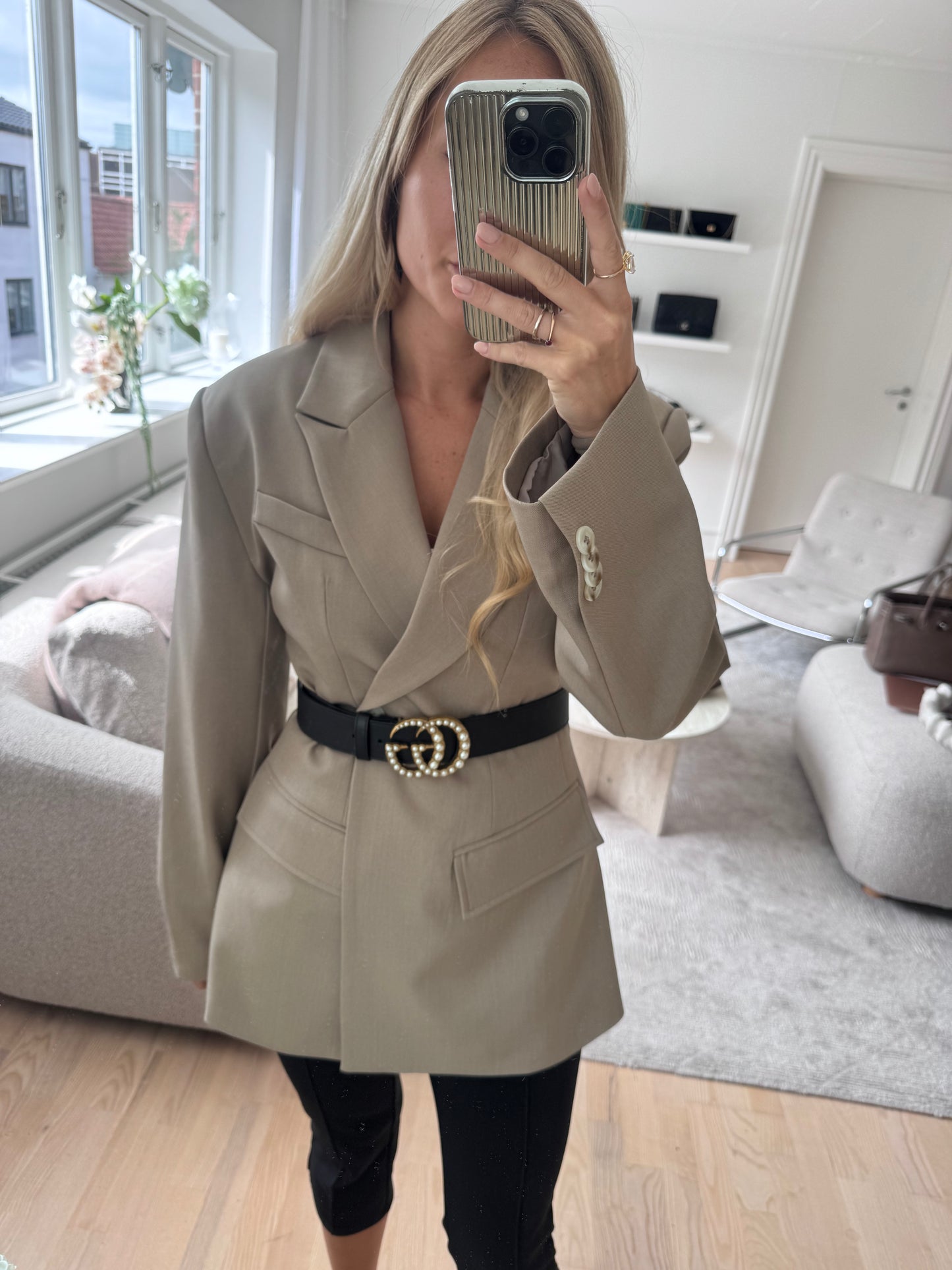 Gucci Marmont Pearl Black/Gold belt
