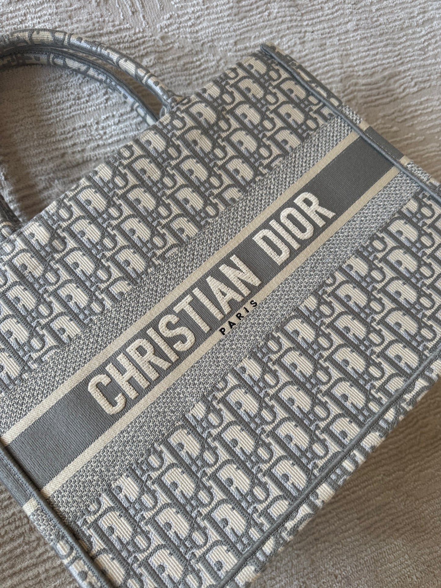 Dior Book Tote grey white