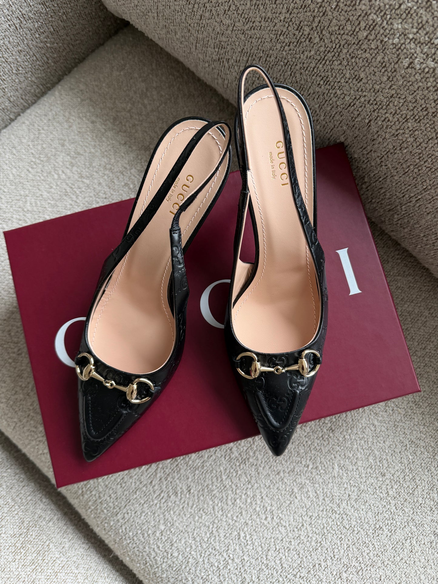 Gucci slingback pumps – sort læder med Horsebit