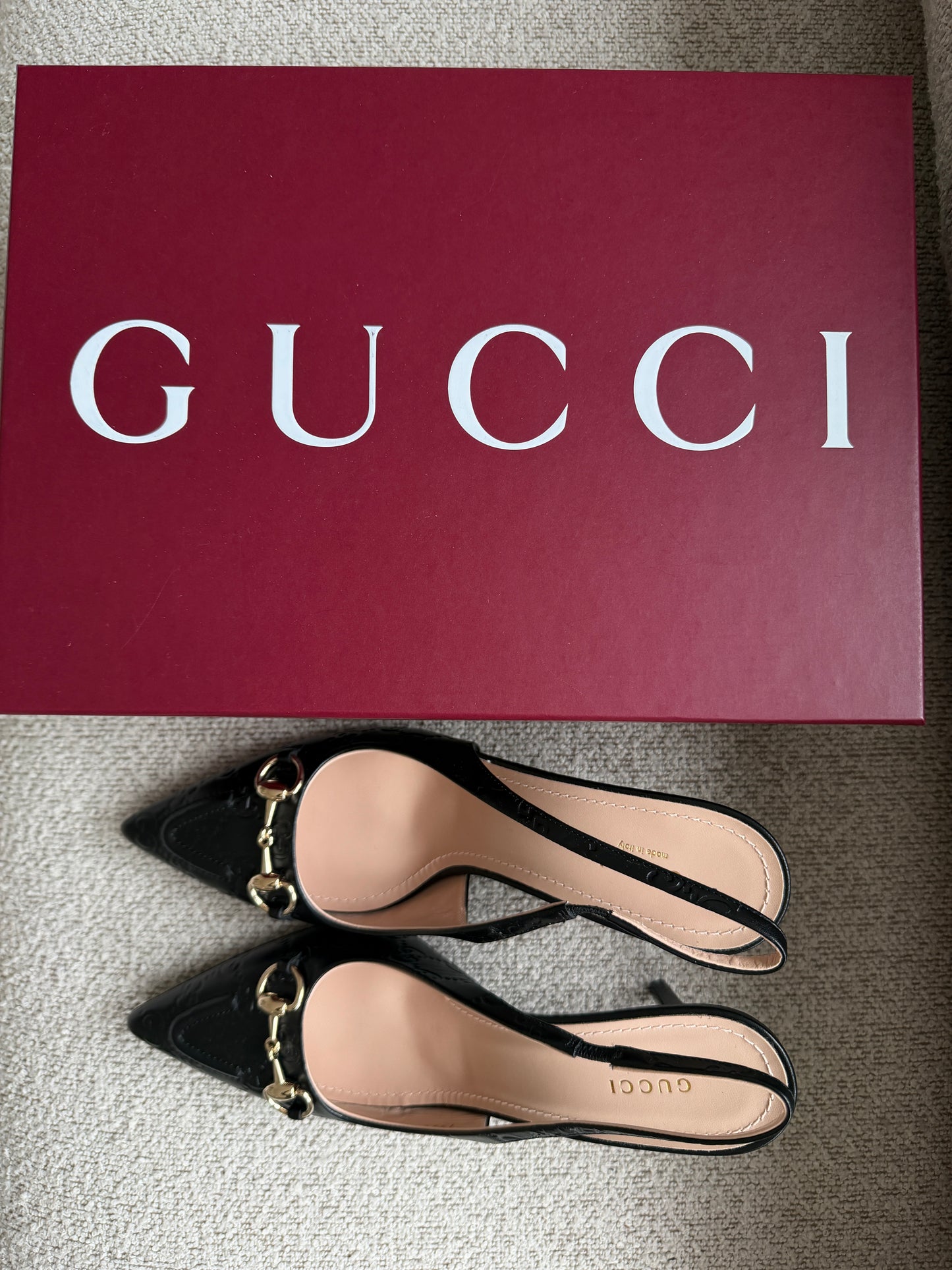 Gucci slingback pumps – sort læder med Horsebit