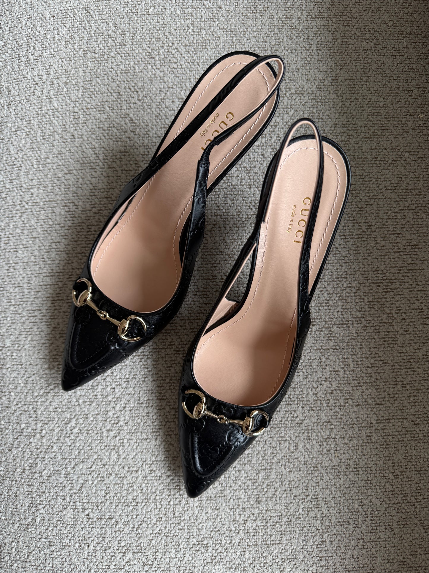 Gucci slingback pumps – sort læder med Horsebit