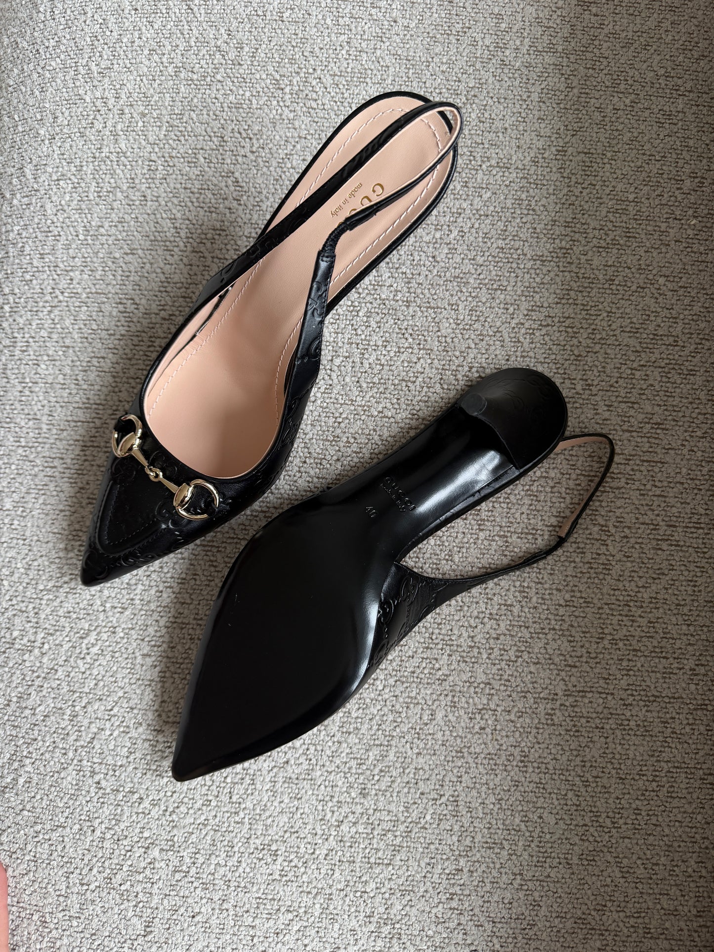 Gucci slingback pumps – sort læder med Horsebit