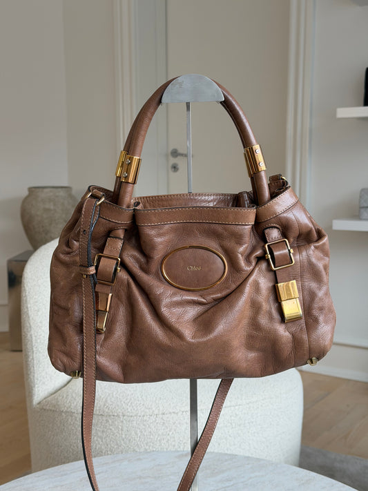 Chloé Brown Leather Handbag – Gold Hardware